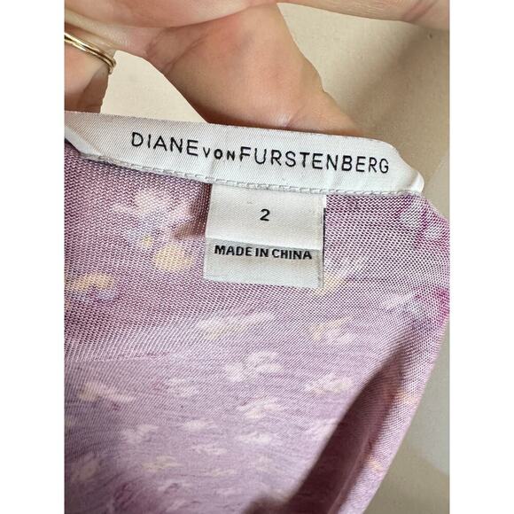 Diane Von Furstenberg Layton Silk Jersey and Chiffon Ruffle Wrap Dress Size 2 - Picture 9 of 10